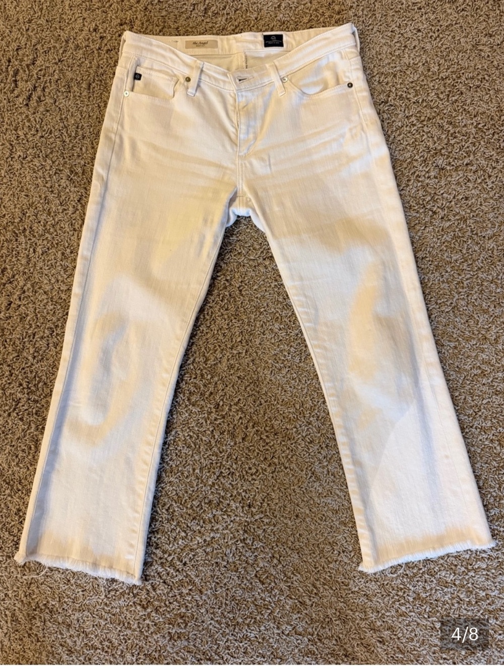 AG Adriano Goldschmied The Angel Bootcut Raw Hem Cropped Jeans  Retail $215
